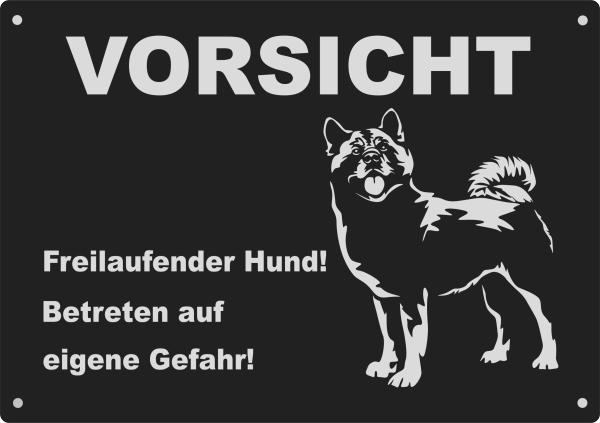 Aluminium Warnschild American Akita VORSICHT Freilaufender Hund! Betreten auf eigene Gefahr!